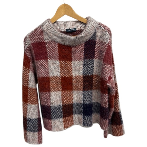 Modcloth Checkered Sweater in Red, Cream, and Brown - Picture 1 of 4